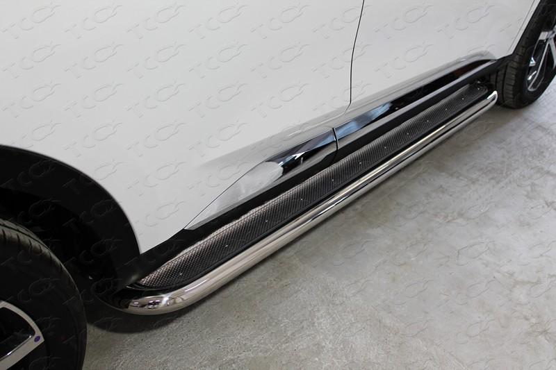 Пороги с площадкой (нерж. лист) 60,3 мм для автомобиля HAVAL F7 2019- (1,5 л., 4WD) TCC Тюнинг арт. HAVF719-31