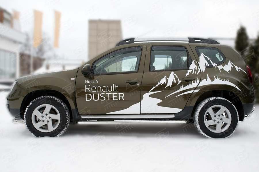 Пороги труба d42 с листом вариант 2 на Renault Duster 2015, Slitkoff RDL-0021822