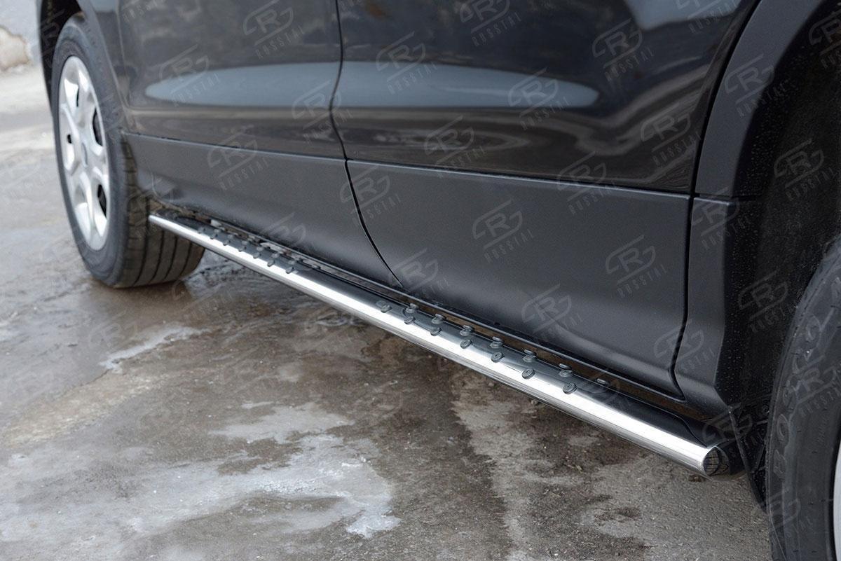 Пороги труба d75х42 овал с проступью Ford Kuga 2016, Slitkoff FGO-002599