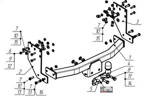 Фаркоп для ГАЗ Соболь 2310 тип шара F, Bosal-Oris арт. 5615-F