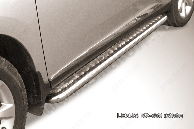 Защита порогов d57 с листом Lexus RX-350 (2008-2012) Black Edition, Slitkoff, арт. LRX35013BE
