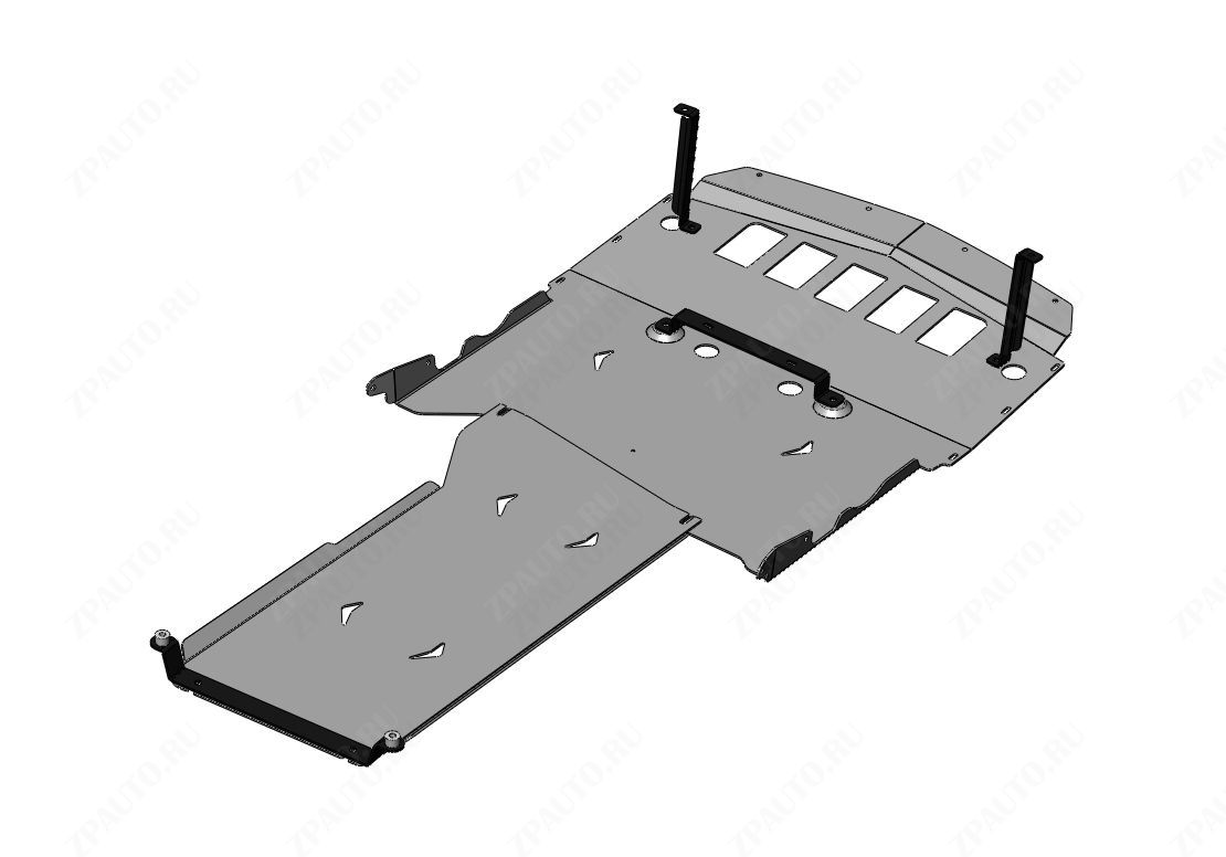 04.55ABC Защита радиатора, ДВС и КПП Chevrolet Camaro, V-2,0 (2025-) из 2-х частей (Алюминий 4мм)