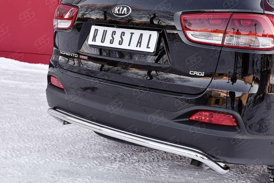 Защита заднего бампера d42 волна под машину KIA Sorento Prime CRDI 2015, Slitkoff KSPZ-002217