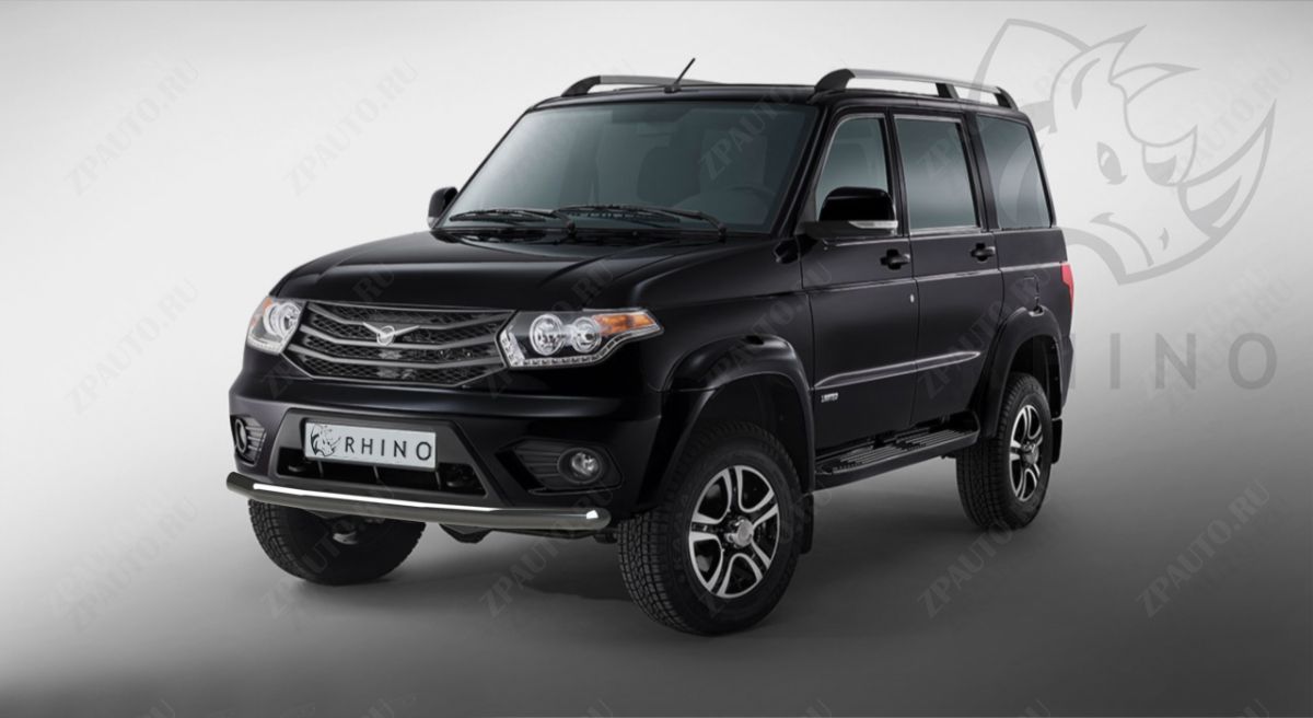 UAZ PATRIOT 2014- Защита переднего бампера d57 ч. сталь черн. (секции) UPZBR-002065CH