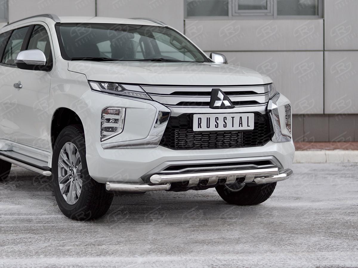 MITSUBISHI PAJERO SPORT 2021- Защита переднего бампера d57 секции-d57 уголки+клыки MPJSZ-003653