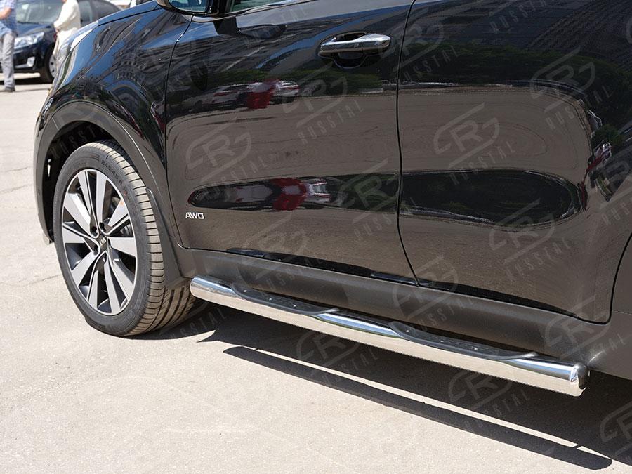 Пороги труба d76 с накладкой вариант 3 Kia Sportage 2016, Slitkoff KST-002288