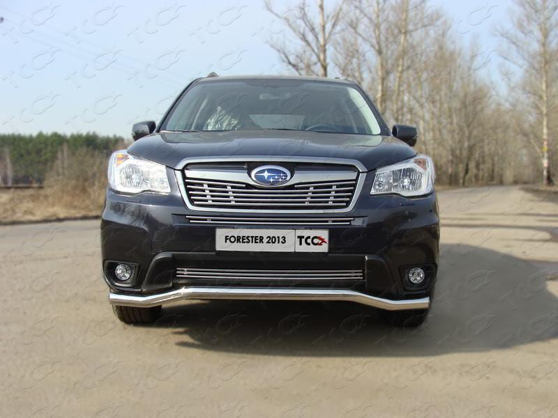 Решетка радиатора верхняя 12 мм для Subaru Forester 2013 (Субару Форестер 2013), ТСС SUBFOR13-12, TCC Тюнинг