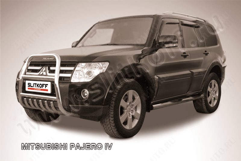 Кенгурятник d57 высокий с защитой картера Mitsubishi Pajero IV (2006-2023) , Slitkoff, арт. MPJ005