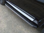 Пороги алюминиевые с пластиковой накладкой (карбон черные)  1720 мм для автомобиля Nissan Terrano 2014-, TCC Тюнинг NISTER14-12BL