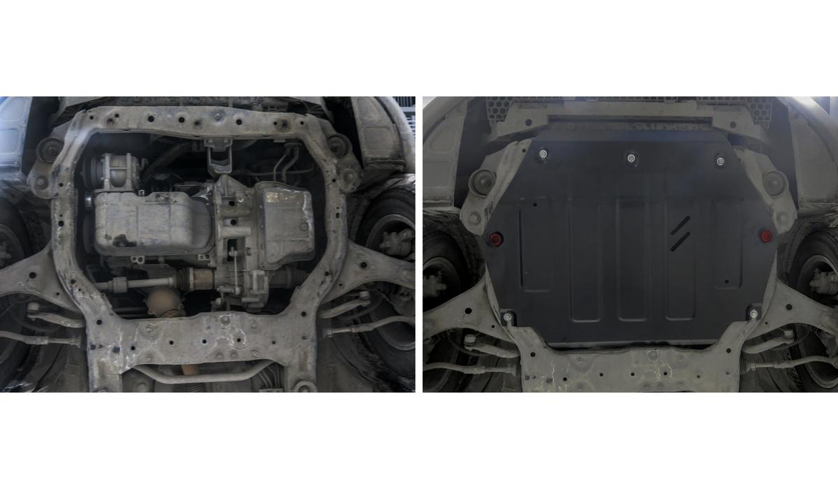 Защита картера и КПП АвтоБроня для JAC S3 (V - 1.5 (113 л.с.)) CVT FWD 2014-н.в., штампованная, сталь 1.8 мм, с крепежом, 111.09202.1