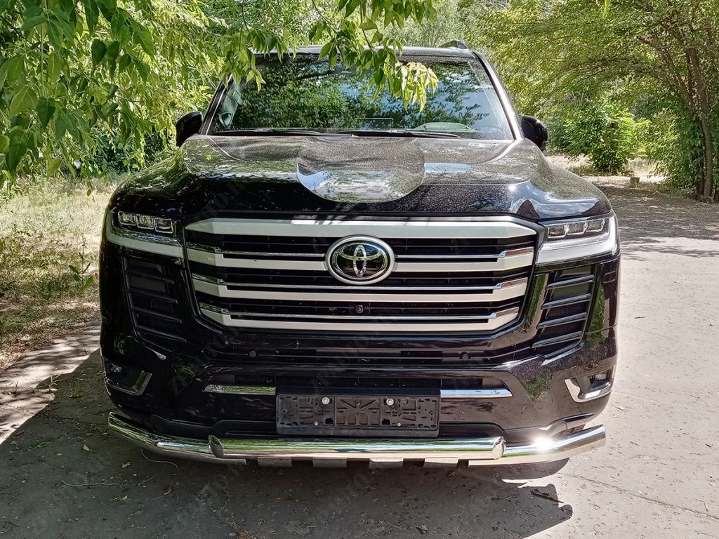 Защита переднего бампера d-76 с доп.накладками для автомобиля Toyota Land Cruiser 300 2021-наст.вр. арт. LCN300_1.3, Технотек