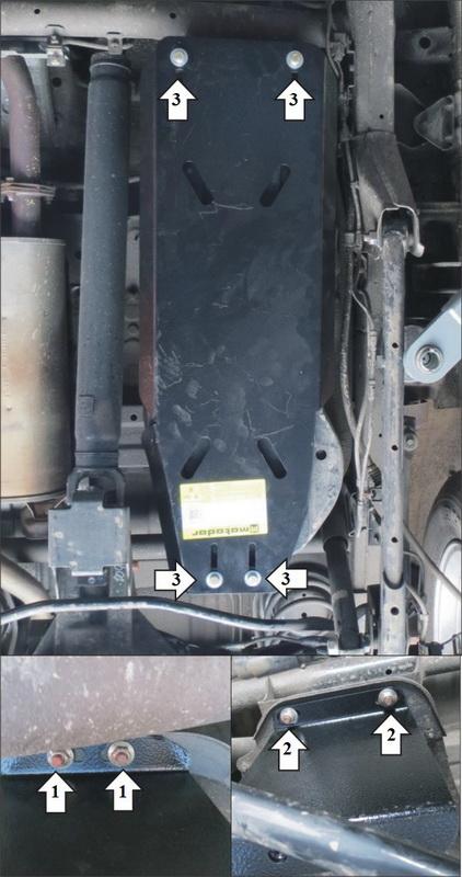 Защита стальная Мотодор (Топливный бак), 3 мм, Сталь для Mitsubishi Pajero Sport III 2016- арт. 11335