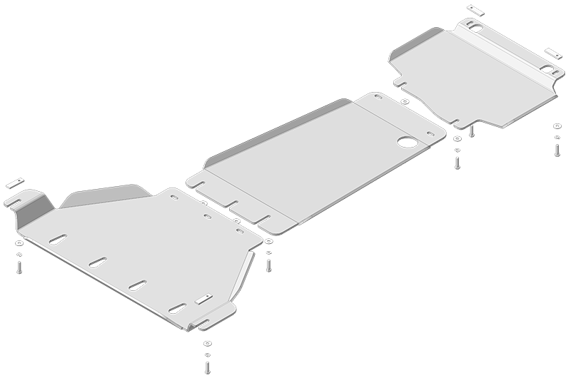Защита алюминиевая Мотодор (Двигатель, Передний дифференциал, Коробка переключения передач, Раздаточная коробка), 8 мм, алюминий для Dodge Ram 1500 TRX 2021- арт. 382908