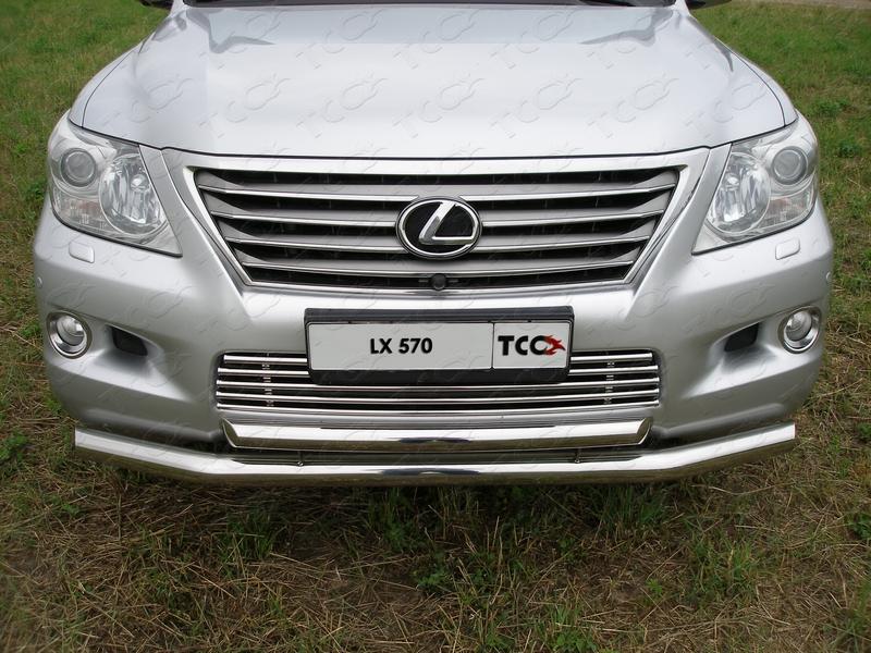 Защита передняя нижняя 76,1/60,3мм для автомобиля Lexus LX 570 2007-2012 (кроме F-Sport), TCC Тюнинг LEXLX570-01