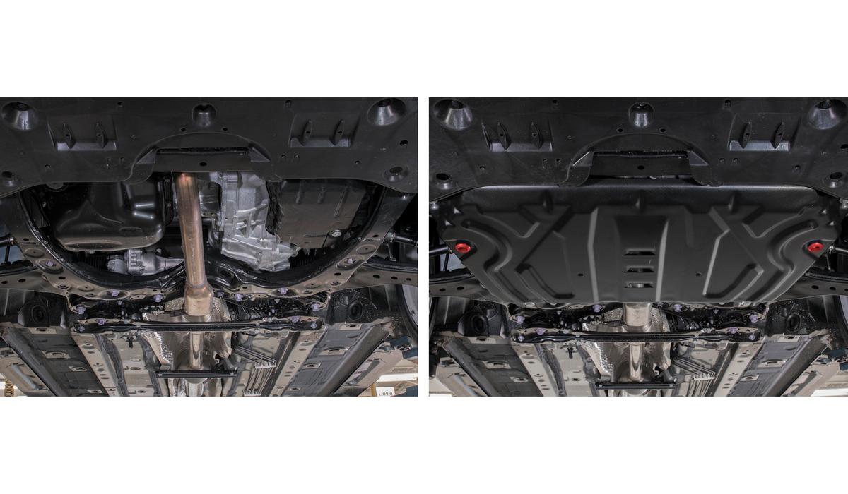 Защита картера и КПП АвтоБроня (увеличенная) для Toyota Camry XV70 (V - 2.0; 2.5; 3.5) 2018-2021 2021-н.в., штампованная, сталь 1.5 мм, с крепежом, 111.09518.2