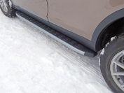 Пороги алюминиевые с пластиковой накладкой (карбон серебро) 1820 мм для автомобиля Land Rover Discovery Sport 2015- TCC Тюнинг арт. LRDISSPOR15-05SL