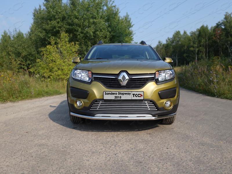 Решетка радиатора нижняя 12 мм для автомобиля Renault Sandero Stepway (5S) 2014-2018, TCC Тюнинг RENSANST15-03