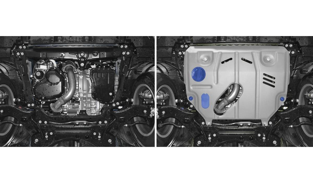 Защита картера и КПП Rival для Lexus NX 200t 2014-2017, штампованная, алюминий 3 мм, с крепежом, 333.3207.1