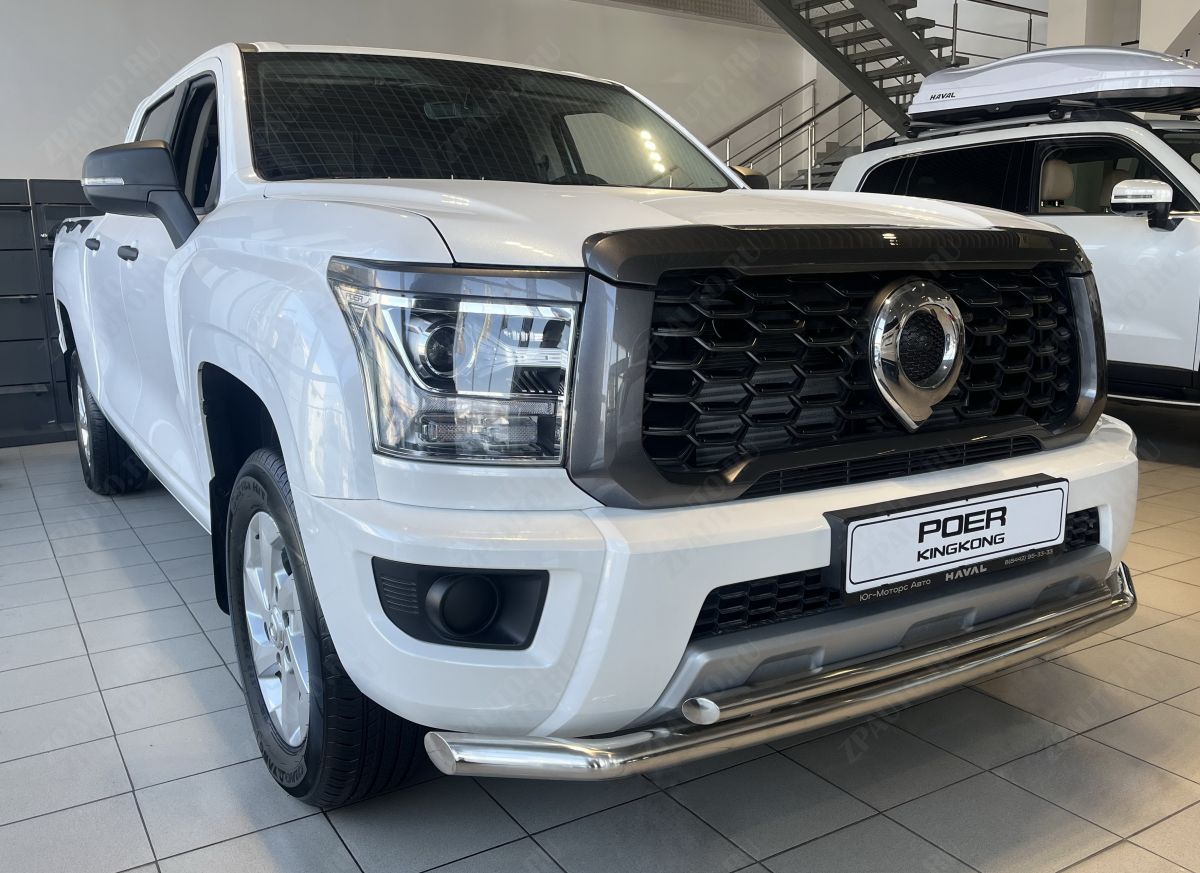 Защита переднего бампера двойная для автомобиля Great Wall Poer KingKong 2023 арт. GWPKK.23.03