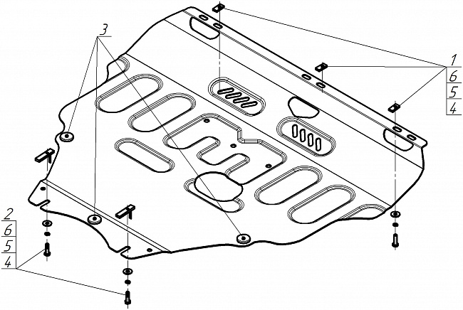 Защита стальная Мотодор (Двигатель, Коробка переключения передач), 2 мм,  Volvo V50   2004-2012 арт. 72601
