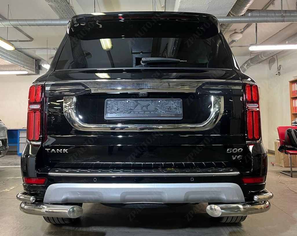 Защита заднего бампера двойная угловая для автомобиля TANK 500   2023 арт. TANK500.23.19