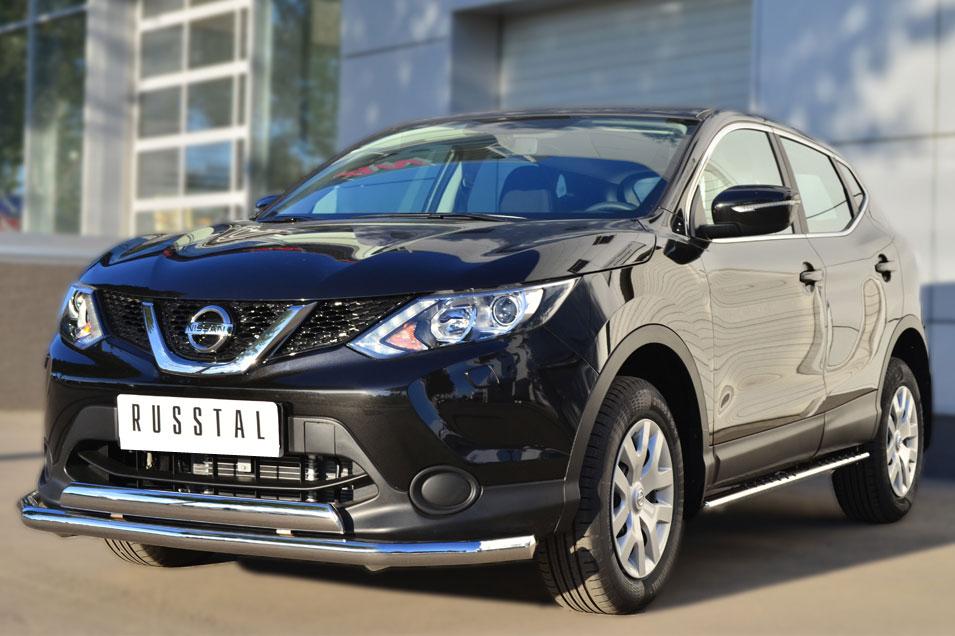 Пороги труба d75х42 овал с проступью для Nissan Qashqai 14-/15- SPB, Slitkoff NQQO-001794