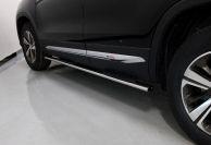 Пороги овальные с накладкой 75х42 мм для автомобиля Changan CS75 FL 2020 арт. CHANCS7520-15