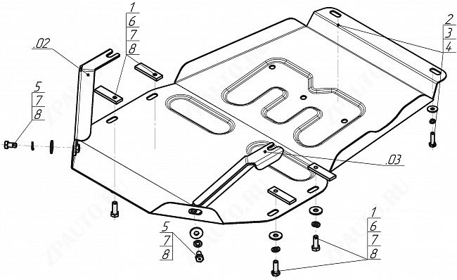 Защита стальная Мотодор (Коробка переключения передач, Раздаточная коробка), 2 мм, сталь для Mercedes-benz M-class  2011-2015 арт. 71201
