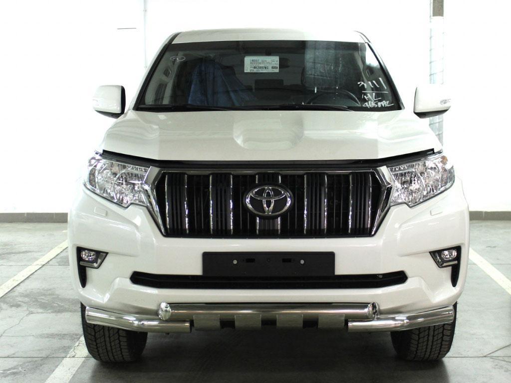 Защита переднего бампера d76 с доп.накладками на Toyota LC Prado 150 2017, Технотек LCPR17_1.8
