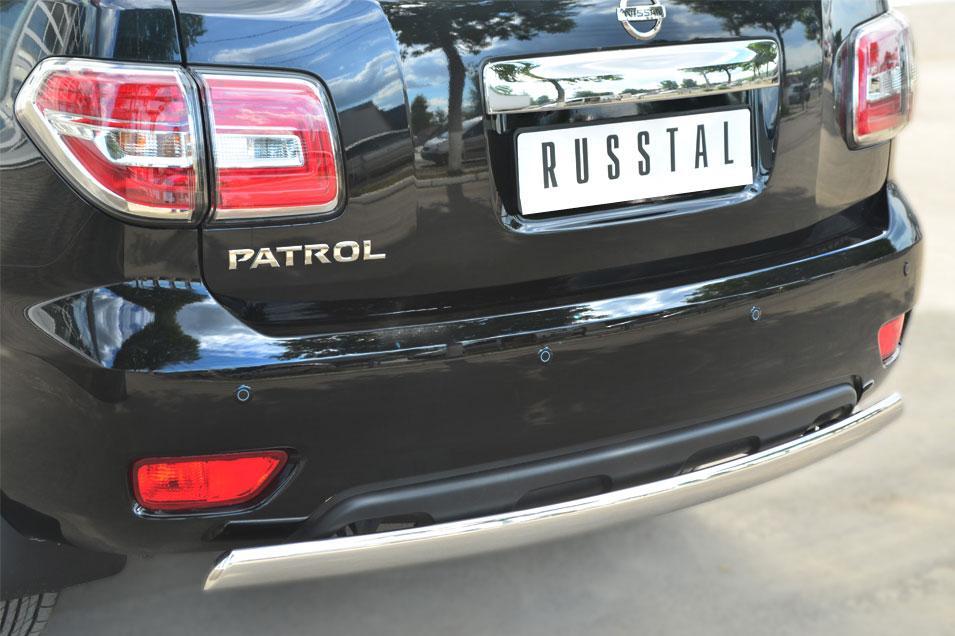 Защита заднего бампера d75х42 для Nissan Patrol 2014, Руссталь, PATZ-001736