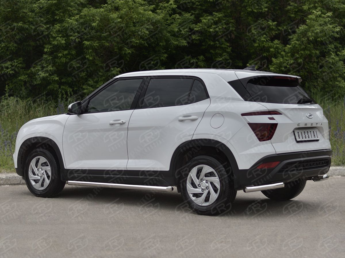 HYUNDAI CRETA 2021- Защита заднего бампера уголки d57 секции HCRZ-003828