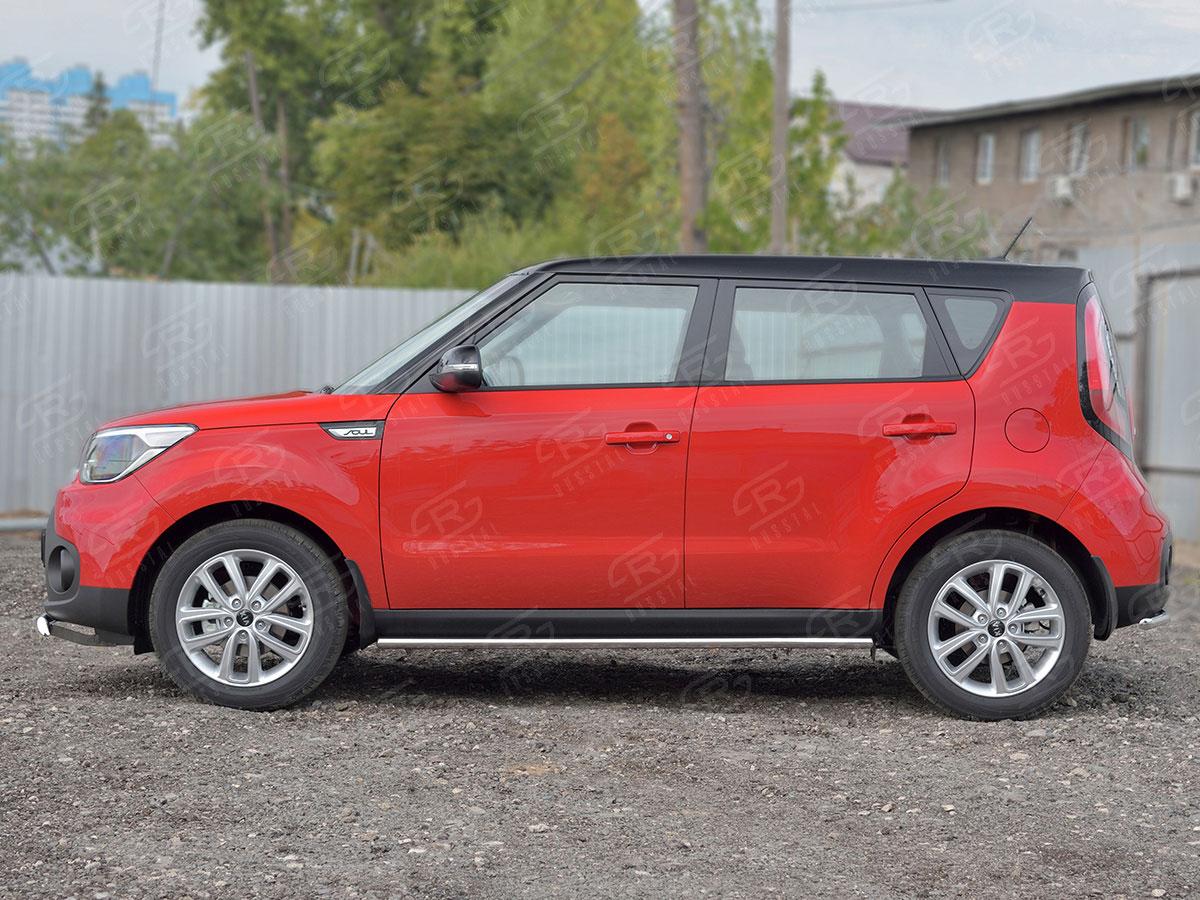 Пороги труба d42 вариант 3 на KIA Soul II 2017, Slitkoff KSOT-0027523