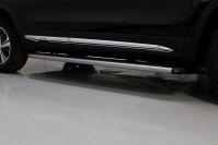 Пороги алюминиевые с пластиковой накладкой (карбон серебро) 1720 мм для автомобиля Changan CS75 FL 2020 арт. CHANCS7520-24SL