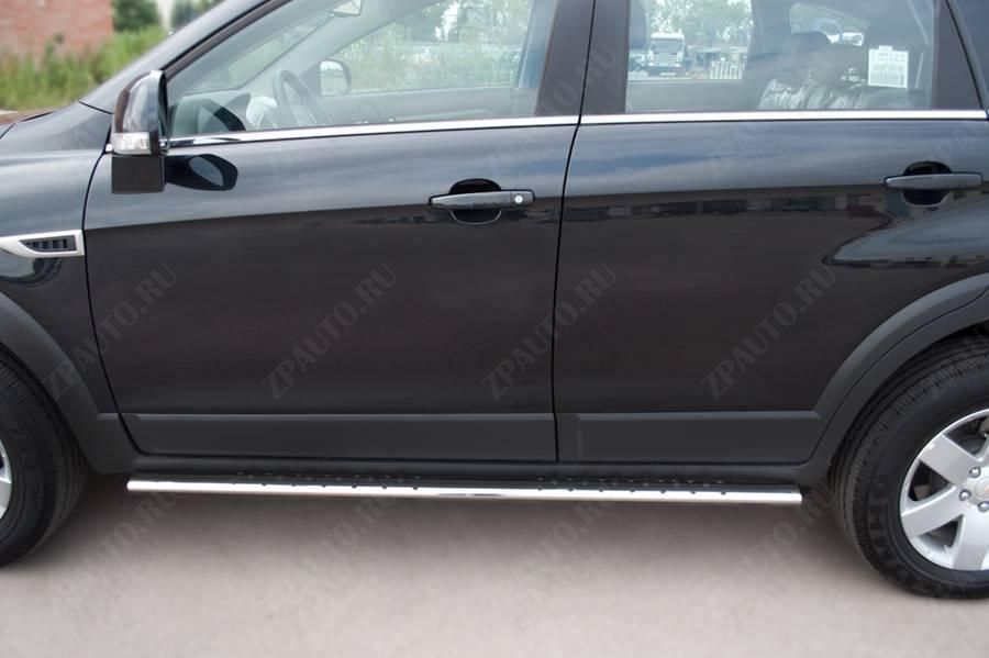 Chevrolet Captiva 2011-2013 Пороги труба 75х42 овал с проступью CHCO-000830