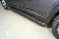 Пороги алюминиевые с пластиковой накладкой (карбон черные) 1820 мм для автомобиля Hyundai Tucson 2021- TCC Тюнинг арт. HYUNTUC21-21BL