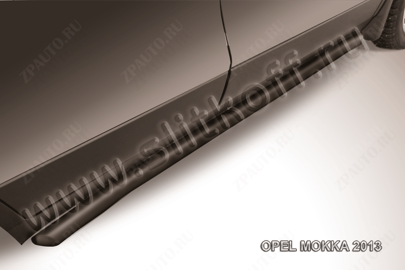 Защита порогов d57 труба с гибами черная Opel Mokka (2012-2016) , Slitkoff, арт. OPMOK13-008B