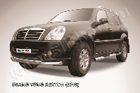 Защита переднего бампера d76+d57 двойная SsangYong Rexton (2006-2012) Black Edition, Slitkoff, арт. SSR007BE