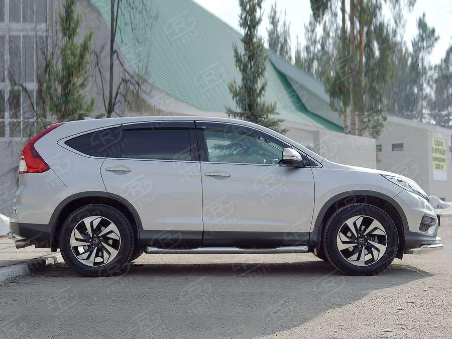 Пороги труба d76 с накладкой вариант 1 Honda CR-V 2015 2.0, Slitkoff HCRT-0022211