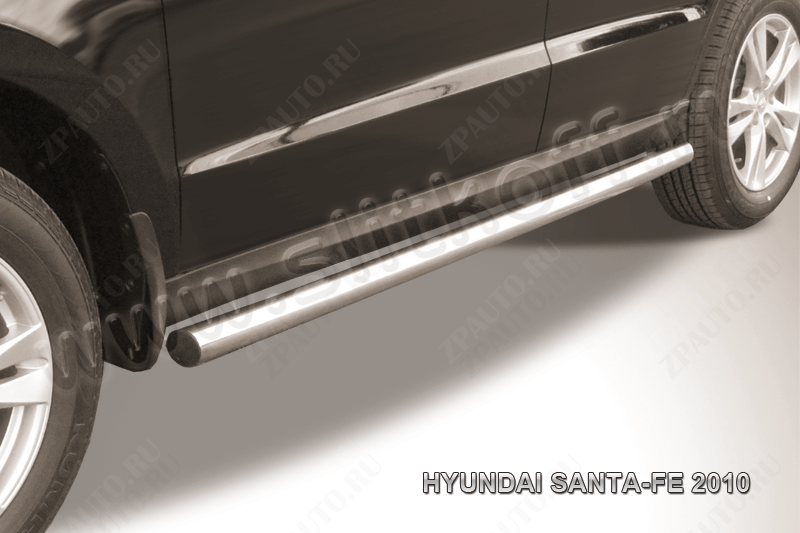 Защита порогов d57 труба Hyundai Santa-Fe (2009-2012) Black Edition, Slitkoff, арт. HSFN008BE