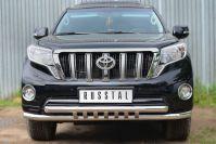 Защита переднего бампера d57/57 с декором для Toyota LC Prado 150 2014, Slitkoff LCPZ-001713