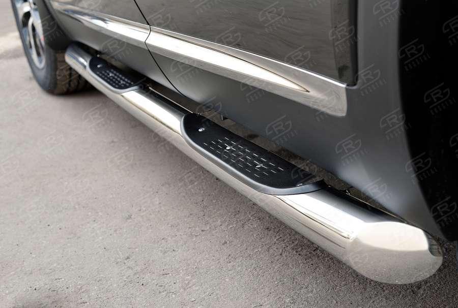 Пороги труба d76 с накладкой вариант 1 KIA Sorento Prime CRDI 2015, Slitkoff KSPT-0022101