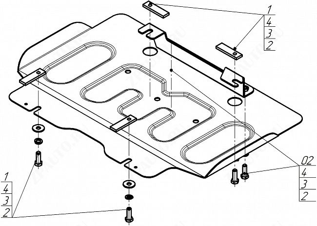 Защита стальная Мотодор (Двигатель, Передний дифференциал), 2 мм,  для Changan Hunter Plus  2023- арт. 77214
