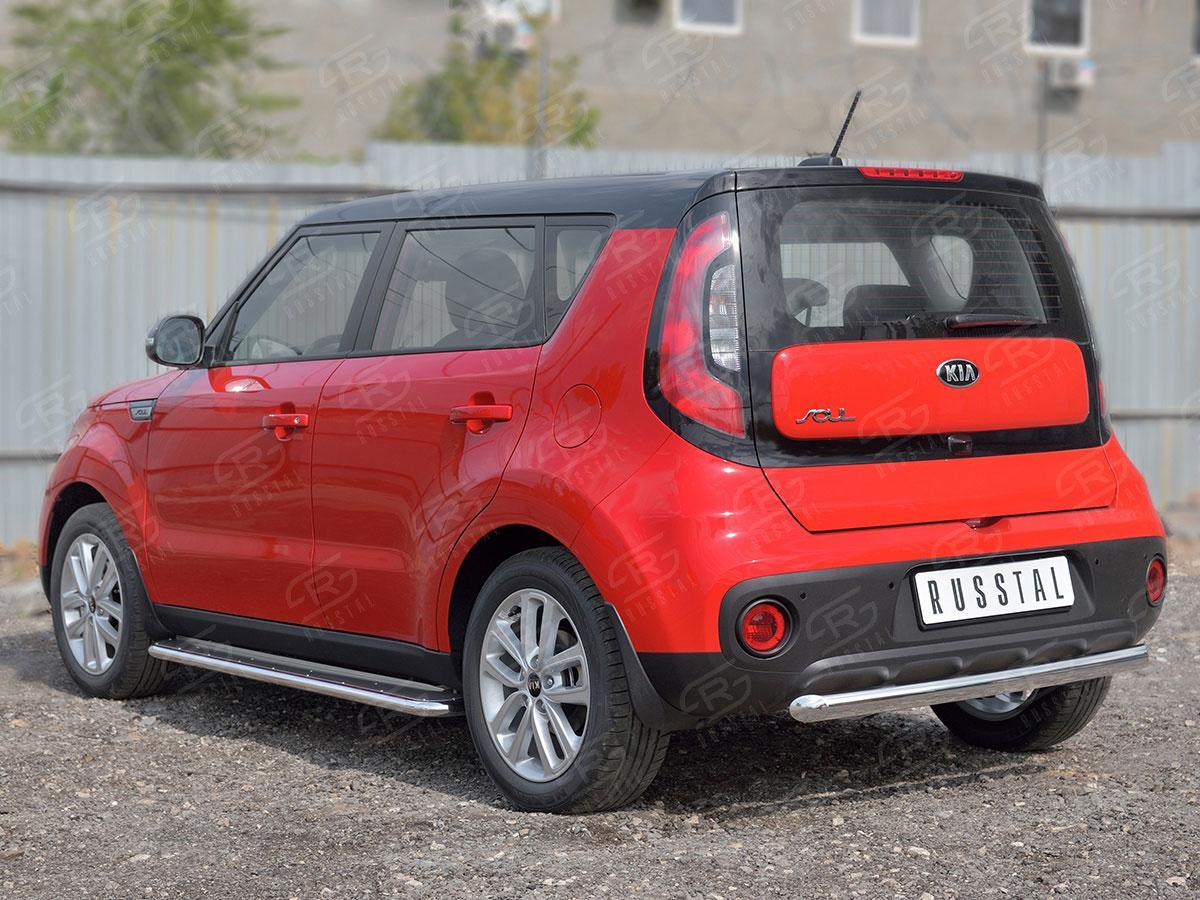 Защита заднего бампера d57 на KIA Soul II 2017, Slitkoff KSOZ-002758