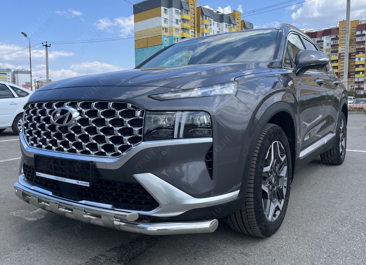 Защита переднего бампера с перемычками для автомобиля HYUNDAI Santa Fe 2021 арт. HYSF.21.75