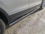 Пороги овальные с накладкой 75х42 мм для автомобиля Volkswagen Tiguan 2017-, TCC Тюнинг VWTIG17-05