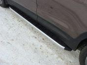 Пороги алюминиевые с пластиковой накладкой (1820 из 2-х мест) для автомобиля Hyundai Santa Fe Grand 2014-2016, TCC Тюнинг HYUNSFGR14-16AL