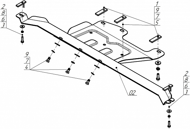 Защита стальная Мотодор (Раздаточная коробка), 2 мм,  Haval H5  2023- арт. 73120