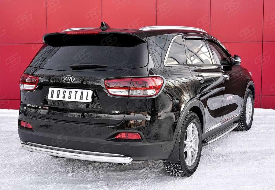 Защита заднего бампера d75х42 KIA Sorento Prime CRDI 2015, Slitkoff KSPZ-002214