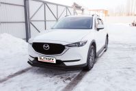 Защита переднего бампера d57+d42 двойная черная Mazda CX-5 (2017-2023) , Slitkoff, арт. MZCX175-02B