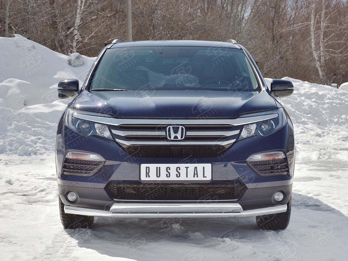 Защита переднего бампера d57/75х42 на Honda Pilot III 2015, Slitkoff HPZ-002920